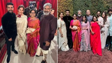 Oscars 2023: SS Rajamouli, Ram Charan and Team Pose at the Academy Awards in Smile Post RRR Win (View Pics)