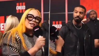 Michael B Jordan Meets Former Classmate Who Used to Call Him 'Corny'; Check Out How Creed III Star Handled This Reunion on Red Carpet (Watch Video)