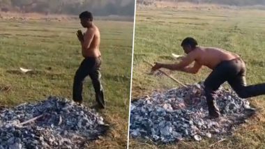 Telangana: Man Forced To Walk Barefoot on Bed of Hot Embers To Prove Chastity in Mulugu (Watch Video)