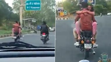 Rajasthan: Cops Look for Couple Seen Romancing on Bike on Holi Eve in Jaipur (Watch Video)