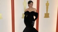 Oscars 2023: Deepika Padukone Stuns with Retro Hollywood Glamour in Black Off-Shoulder Gown with Gloves and Statement Necklace on Red Carpet (View Pics and Video)