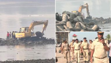 Mumbai: Demolition Drive Begins At Encroached Site of Dargah At Mahim Beach After Raj Thackeray’s Ultimatum to Government to Demolish It (See Pics)