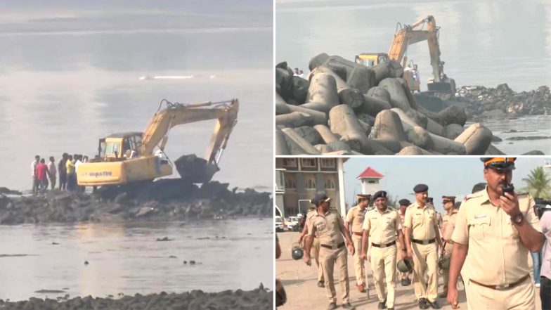 Mumbai: Demolition Drive Begins At Encroached Site of Dargah At Mahim Beach After Raj Thackeray’s Ultimatum to Government to Demolish It (See Pics)