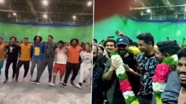 RC15: Ram Charan Resumes Shoot for S Shankar’s Film, Gets a Warm Welcome from Choreographer Prabhu Deva and His Team (Watch Video)