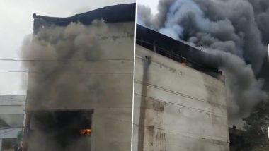 Delhi Fire: Massive Blaze Erupts at Factory in Wazipur Industrial Area; No Casualties Reported (Watch Video)