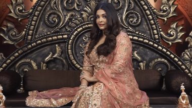 Ponniyin Selvan 2: Aishwarya Rai Bachchan Looks Dreamy in Muted Pink Saree at Audio and Trailer Launch (Watch Video)