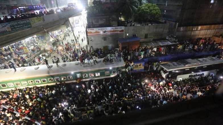 Bangladesh: Train Collides With Bus at Malibagh in Dhaka, Rail Communication Disrupted; No Casualties Reported (Watch Video)