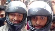 &lsquo;Safety First&rsquo;: Man Seen Wearing Helmet Inside Local Train in Mumbai (Watch Video)