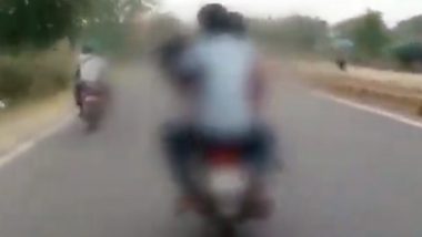 Uttar Pradesh: Man Carries Dead Body of Sister on Bike After Hospital Fails To Provide Ambulance in Kaushambi, Shocking Video Goes Viral