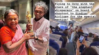 The Elephant Whisperers Stars Bomman and Bellie Get Shoutout from Pilot on a Flight, Passengers Applaud for Couple (Watch Video)