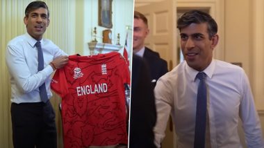 British PM Rishi Sunak Plays With England Cricket Team at 10 Downing Street, Viral Video Surfaces