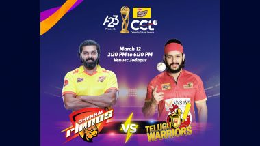 Chennai Rhinos vs Telugu Warriors CCL 2023 Match Live Streaming Date and Time: How to Watch the Match 15 of Celebrity Cricket League Online and on TV