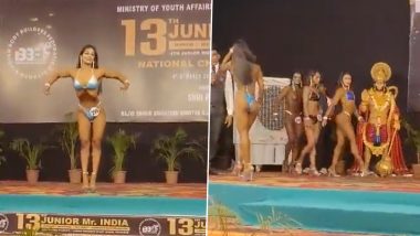 Congress Workers Purify National Bodybuilding Competition Venue With Gangajal in Ratlam After Bikini-Clad Female Athletes Perform in Front of Hanuman Idol (Watch Video)