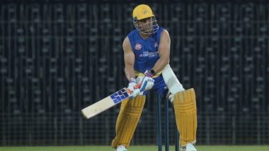 MS Dhoni Plays Ramp Shot in Practice Ahead of GT vs CSK IPL 2023 Match (See Pic)