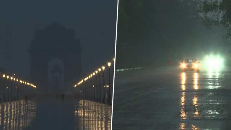 Delhi Rains: Sudden Weather Change in National Capital, Delhiites Cheer As Unseasonal Rainfall Brings Down Temperatures (See Pics and Video)