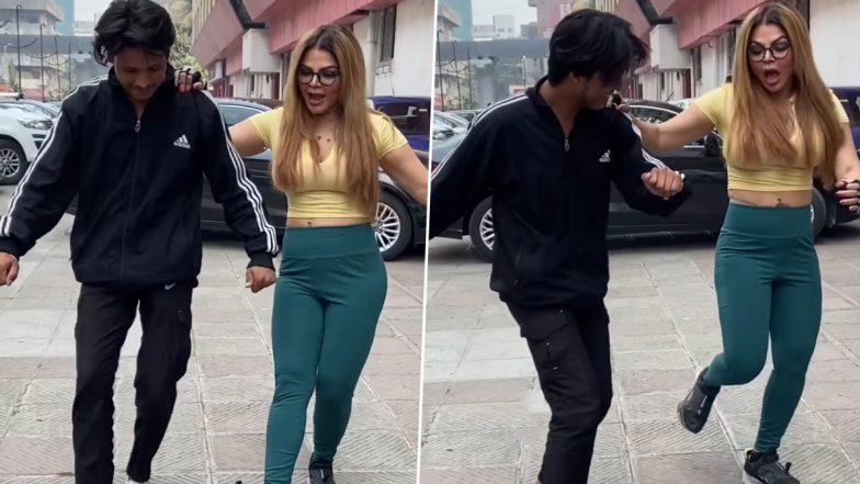 RRR Impact: Rakhi Sawant Dances to Ram Charan- Jr NTR ‘Naatu Naatu’ Song on Street (Watch Video)