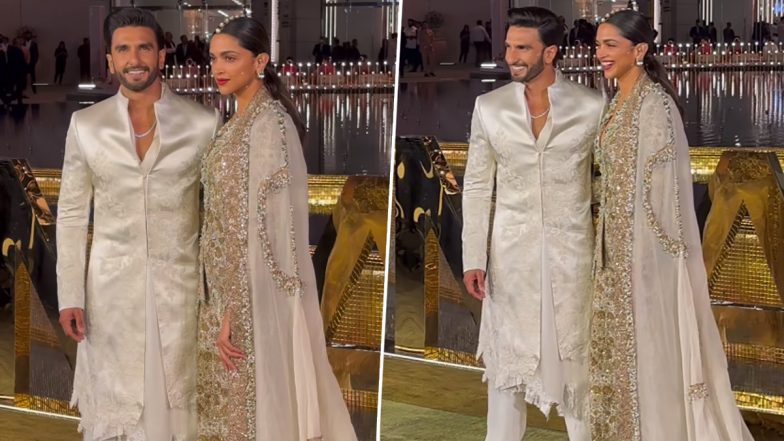 Deepika Padukone-Ranveer Singh Looks Regal and Serve Couple Goals at the Nita Mukesh Ambani Cultural Centre (View Pics and Videos)