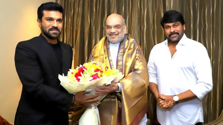 Ram Charan, Chiranjeevi Meet Amit Shah in New Delhi After RRR Oscar Win