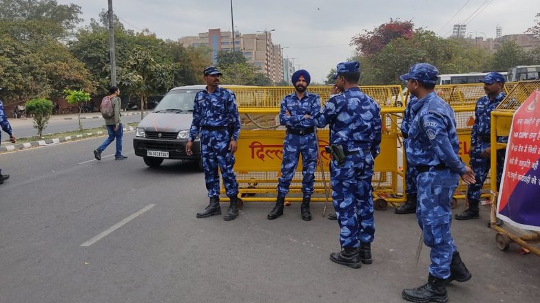 Delhi Liquor Policy Case: Security Beefed Up Outside CBI Office As Agency Gears Up To Produce Manish Sisodia in Court (See Pics)