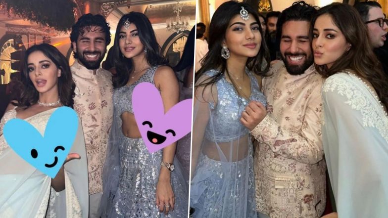 Ananya Panday, Shanaya Kapoor Pose With Pal Orhan Awatramani at Alanna Panday and Ivor McCray's Wedding (View Pics)