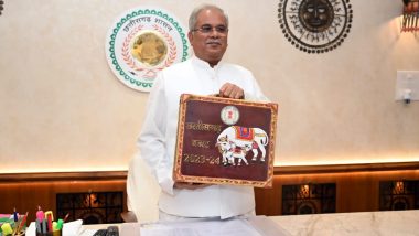 Chhattisgarh Budget 2023: CM Bhupesh Baghel Shows Briefcase With 'Kamdhenu' Painted in Cow Dung Paint Ahead of Presenting Budget (See Pic)