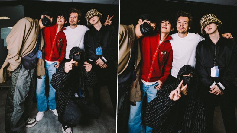 BTS’ RM, V, Jungkook and Suga Hang Out with Harry Styles Backstage During Love on Tour Seoul Concert (View Pics)