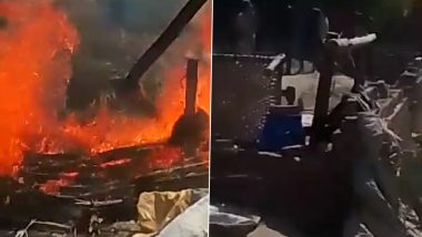 Uttar Pradesh: Two Groups Clash Over Land Dispute in Sambhal, Set Hut on Fire; Cops Arrest Two After Video Goes Viral