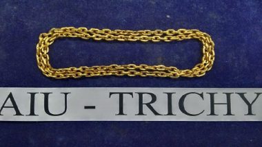 Tamil Nadu: Air Intelligence Unit Seize Gold Chain Worth Rs 6 Lakh From Dubai Passenger (See Pic)