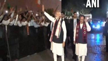India News | PM Modi Receives Warm Welcome at BJP Headquarters After Assembly Polls Results