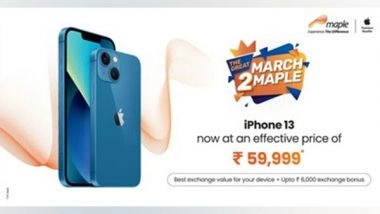 Business News | March2Maple Sale! Get IPhone 13 for Just Rs 59,999