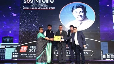 Business News | Suneel Darshan Honored by SOS Nitelife Excellence Award as Iconic Film Maker, Director and Producer