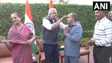 India News | Vice President Jagdeep Dhankhar Greets People, Celebrates Holi at His Residence