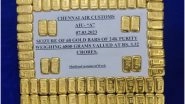 India News | Tamil Nadu: 2 Arrested at Chennai Airport, Gold Worth Rs 3.32 Crores Seized