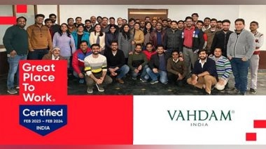 Business News | VAHDAM India Certified as a Great Place to Work