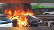 India News | Car Catches Fire in Delhi's Chhattarpur Area, No Casualties Reported