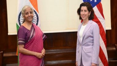 Business News | Finance Minister Sitharaman Meets US Secretary of Commerce Raimondo, Discusses India's G20 Priorities