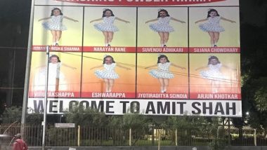 India News | BRS Leaders Set Up Hoarding of 'Washing Powder Nirma' Giving Sarcastic Welcome to Amit Shah in Hyderabad