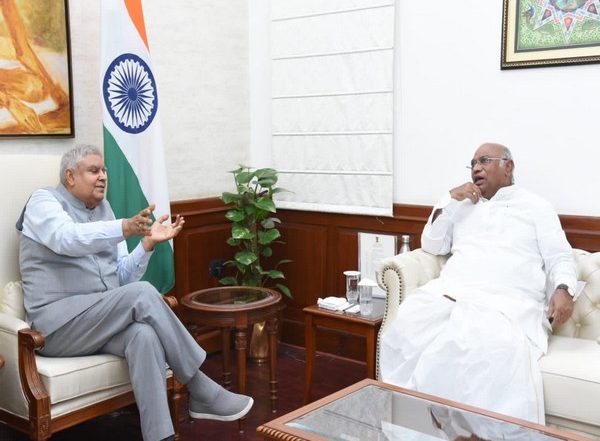 India News | Kharge Meets Rajya Sabha Chairman Ahead of Budget Session, Seeks Cooperation in House