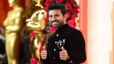 Entertainment News | Oscars 2023: Ram Charan Showered with Flower Petals on His Arrival in Hyderabad