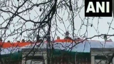 World News | Indian High Commission in UK Raises Giant Tricolour in Response to Khalistani Supporters Vandalisation