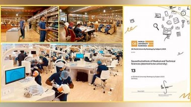 Business News | Saveetha Dental College Becomes First Indian Institution to Get Top 13 in QS World University Ranking