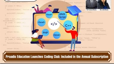 Business News | Praadis Education Launches Coding Club: Included in the Annual Subscription