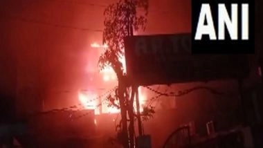 India News | Massive Fire at Hamraj Market in Kanpur, Operation Underway to Douse Flames