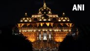 Earth Hour Day 2023: Lights Switched Off at Delhi's Akshardham Temple for One Hour To Create Awareness About Climate Change (Watch Video)