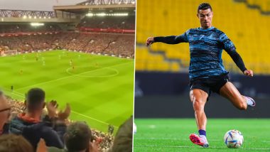 'Viva Ronaldo'! Liverpool Fans Chant CR7's Name to Taunt Red Devils Fans At Anfield As They Bagged A 7-0 Victory Over Manchester United in Premier League 2022-23 Match (Watch Video)
