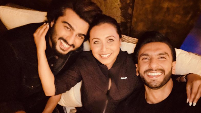 Mrs Chatterjee Vs Norway Star Rani Mukerji Poses With Her ‘Do Anmol Ratan’, Arjun Kapoor and Ranveer Singh, in This Selfie (View Pic)