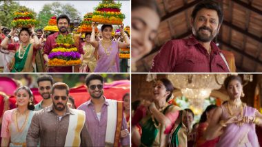 Kisi Ka Bhai Kisi Ki Jaan Song Bathukamma: Salman Khan in Mundu Is Highlight of This Telugu Track Featuring Pooja Hedge, Shehnaaz Gill and Venkatesh (Watch Video)