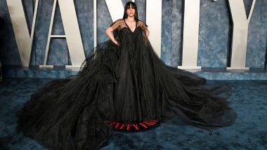 Vanity Fair Oscars Party 2023: Billie Eilish Goes Edgy and Dramatic in Floor-Sweeping Black Gown With Plunging Neckline at the Bash (View Pics)