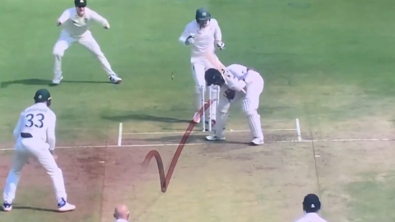 Cheteshwar Pujara Dismissal Video: Watch Nathan Lyon Castle Indian Batter As Ball Spins Back Sharply to Crash Into Middle and Leg Stump During Day 1 of IND vs AUS 3rd Test 2023