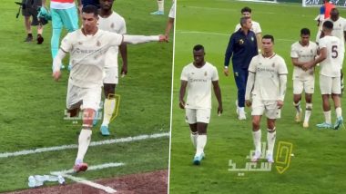 Angry Cristiano Ronaldo Kicks Water Bottles After Al-Nassr's Defeat to Al-Ittihad in Saudi Pro League 2022–23 (Watch Video)